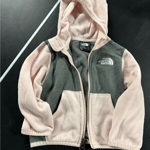 The North Face Kids Pink and Gray Fleece Hoodie